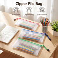Sac de documents transparent en PVC A4 A5 B4 B5 grande capacité, léger, imperméable, avec fermeture éclair, pour papeterie, directement de l'usine