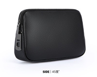 Sac à main pour homme en cuir véritable et nylon, avec fermeture éclair, antivol, intelligent, avec lecteur d'empreintes digitales, portable, imperméable - Simple