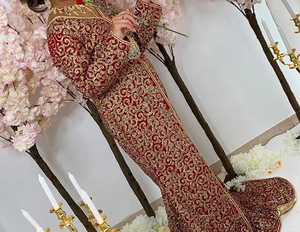 ชุดแต่งงานคาฟตันอินเดียและปากีสถาน2019หรูหราของโมร็อกโกพร้อมงานปักหนาและเส้นทางยาว - Product Image 3