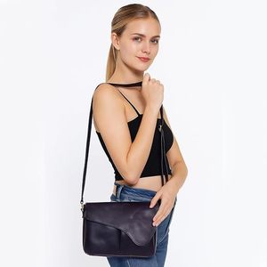 Classic Genuine Leather Crossbody <b>Messenger</b> Purse Vintage Style Adjustable Strap Compact Shoulder <b>Bag</b> for <b>Women</b> Office Travel - Product Image 2