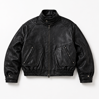 Blouson Bomber en Cuir Noir Mat Lavé Style Vintage Sur Mesure avec Broderie Personnalisée – Manteau Bomber Homme Style Héritage – Fabricant