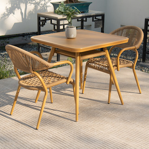 Conjunto de Muebles de Jardín, <span class=keywords><strong>Mesa</strong></span> y Sillas para Exteriores, Resistentes al Agua y a los Rayos UV, para Terrazas, Patios y Jardines, Sillas de Mimbre - Product Image 4