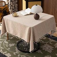 Nappe carrée minimaliste en lin à motif floral uni, lavable, en tissu haut de gamme, pour banquets et réceptions