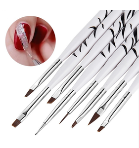 Ensemble de 8 pinceaux à ongles avec manche en cristal, pour dessin, liner et peinture, pour salon de manucure, marque privée - Product Image 1