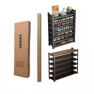 <span class=keywords><strong>Scarpiera</strong></span> <span class=keywords><strong>Mobile</strong></span> a Più Ripiani in Acciaio e Ferro, Armadietto da Pavimento per Soggiorno e Ingresso - Product Image 1