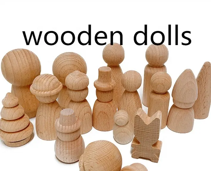 Artigianato in legno personalizzato fai da te Peg Dolls Ins cono Building Block ornamenti in legno di faggio bambole in legno prodotti caldi di vendita