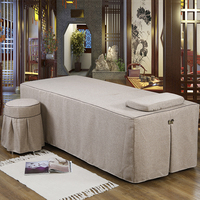 Ensemble de 4 housses de lit de luxe en cachemire, coton et chanvre pour salon de beauté et massage thérapeutique