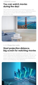 โปรเจคเตอร์ Mijia <span class=keywords><strong>2</strong></span> <span class=keywords><strong>Pro</strong></span> สมาร์ทแอนดรอยด์ 1080p Full HD สำหรับใช้ในบ้าน โปรเจคเตอร์ <span class=keywords><strong>Mi</strong></span> ความสว่าง 1300 ANSI ลูเมน โปรเจคเตอร์วิดีโอแบบฉายเหนือศีรษะ - Product Image 6