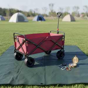 Plegable lipat tertutup empat roda tugas berat baja piknik pantai keranjang taman troli keranjang Kemah untuk belanja & penyimpanan - Product Image 5