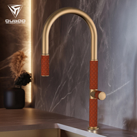 Robinet de cuisine moderne en gros, à poser sur comptoir, en acier inoxydable brossé doré, mitigeur chaud/froid pour évier de cuisine