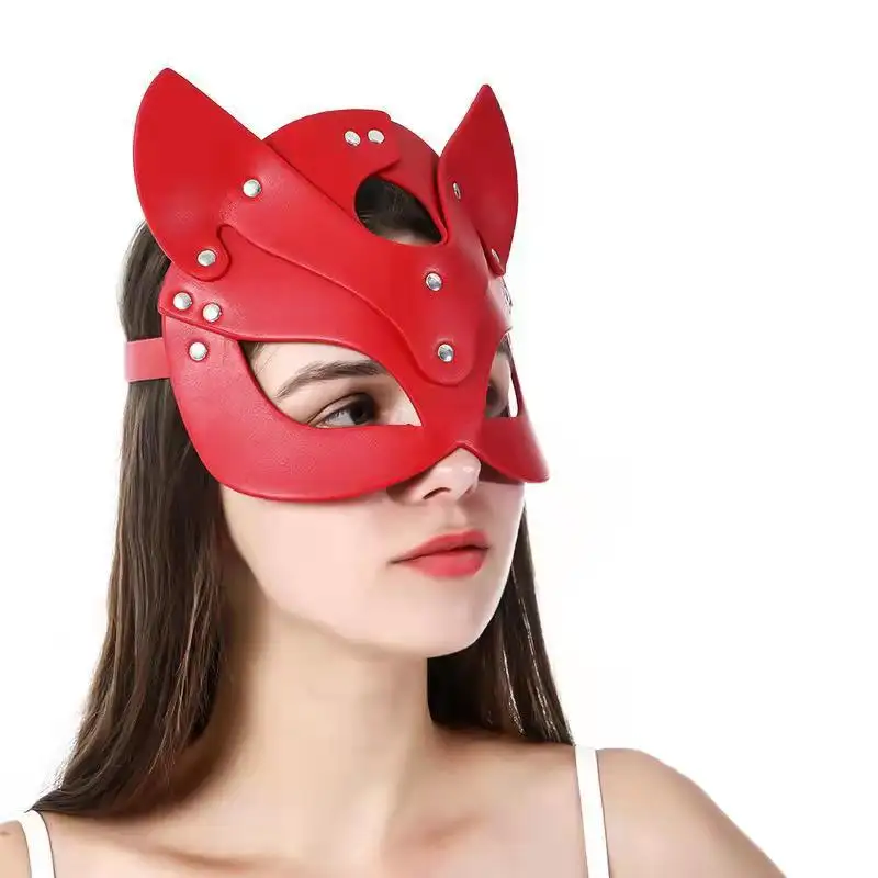 Masquerade mask fox leather mask role play helmet bondage other BDSM products toys sex adult face party fox masks