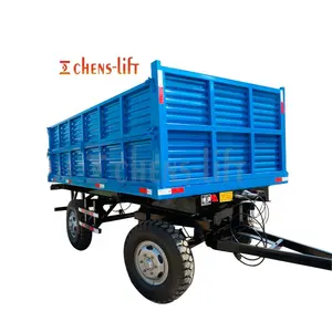 Diskon 5ton 3 10 1.5 Ton Trailer Pipih dengan Papan Samping Pertanian Daya Traktor Trailer 4-roda Tugas Berat Atv Dump