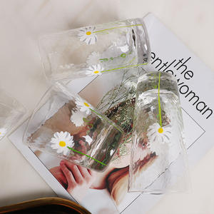 Gobelet en verre écologique résistant à la chaleur et à la chaleur, motif martelé, <span class=keywords><strong>marguerite</strong></span> texturée, peint à la main - Product Image 6