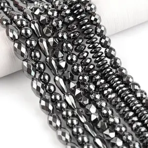 Bán Hot DIY handmade đá trang sức phụ kiện hematite sắt đen magnetite hạt bán buôn để làm đồ trang sức