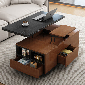 NKAHS Sintered Stone Multi-functional Lift Coffee <b>Table</b> 2-in-1 Dining <b>Table</b> Foldable Movable Tea <b>Table</b> for Small Living Room - Product Image 3