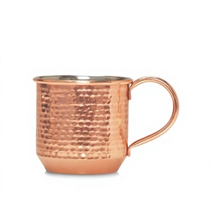 Mug à thé en cuivre martelé à la main, design vintage robuste, pour adultes, idéal pour les fêtes, vaisselle en métal à paroi simple, mug et tasse en cuivre réutilisables - Product Image 1