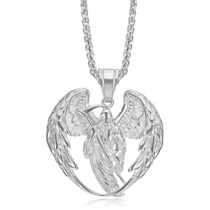 Collier pendentif Ailes d'Ange Grim Reaper pour homme, style gothique tendance, hip-hop, motard, audacieux, idéal pour la fête <span class=keywords><strong>des</strong></span> pères - Product Image 5