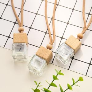 Diffuseur de parfum pour voiture en verre avec bouchon en bois, flacon carré en verre pour voiture - Product Image 3