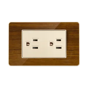 FIKO American Standard Tomadas de parede e interruptores 118 Tipo 15A Painel de madeira com USB/Tipo-c