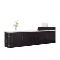 Comptoir de caisse enregistreuse moderne et durable en bois avec bar à boissons, station de découpe de fruits pour fleuriste, idéal pour centre commercial, hôtel, bureau, salon