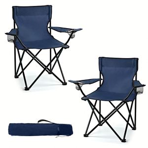 Chaise de pêche pliable portable et légère, chaise de camping avec accoudoirs et dossier, siège d'extérieur pour la plage - Product Image 2