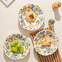 Nouvel ensemble de vaisselle de luxe écologique de style chinois, 6 pièces, motif floral, assiettes et bols en céramique, kit d'ustensiles, vaisselle anti-fuite