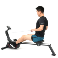 Rameur magnétique à rail coulissant en aluminium, 8 niveaux de résistance réglables, rameur domestique noir 350 lb