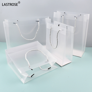 PVC Transparent Plastic Packaging Bag PP Frosted Tote with Hand-held for Supermarket Promotion and Gift Shopping