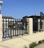 Clôture en acier noir de style européen avec embouts en fleur-de-lis, balustrade de sécurité ornementale thermolaquée pour villa, jardin
