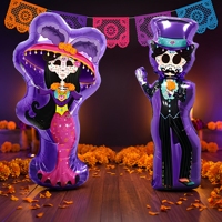 Ballons en aluminium BLN Jour des Morts, ensemble de ballons Mylar Catrina Catrin Tête de mort en sucre, décorations de fête mexicaines Dia de los Muertos