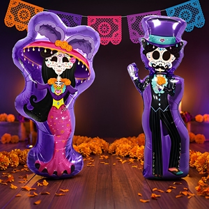 Globos de Mylar BLN del Día de Muertos, Catrina, Calavera de Azúcar, Set de Globos para Decoración de Fiesta <span class=keywords><strong>Mexicana</strong></span> del Día de los Muertos - Product Image 2