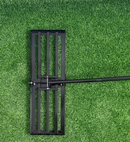 Râteau de nivellement de pelouse 30x10 pouces, outil professionnel de nivellement du sol en acier, manche en acier thermolaqué noir, manche long réglable pour