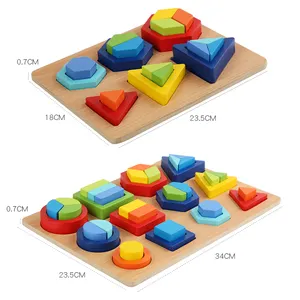 Düşük adedi Montesori matematik oyuncaklar geometrik şekil renk eşleştirme oyuncak ahşap 3D bulmacalar eğitim öğrenme çocuklar çocuk ahşap oyunca oyuncaklar