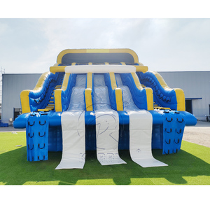 Parque Acuático Inflable Gigante Comercial Estimulante de 33 pies, Tobogán Acuático Inflable Multicarril Azul con Piscina para Adultos - Product Image 3