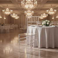 Chaise de salle à manger en acrylique transparent de qualité supérieure, en plastique avec dossier, pour mariages, banquets, événements et usage commercial