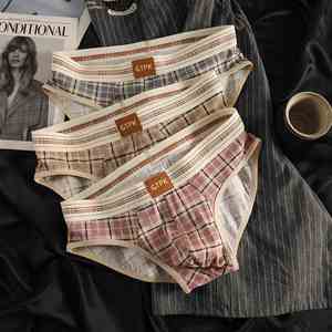 Caleçons de sport pour hommes en pur coton tricoté, confortables, coupe droite, motif à carreaux, respirants, séchage rapide, écologiques, été - Product Image 1