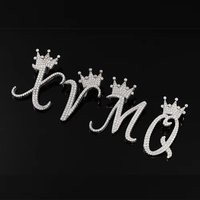 Bijoux en gros or blanc 925 argent sterling 14K plaqué or 1 rangée VVS Moissanite diamant pendentif lettre initiale cursive