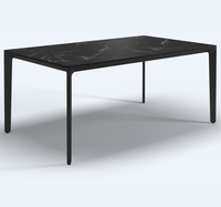 Table à manger moderne carrée avec pieds en métal et plateau en pierre frittée imitation marbre