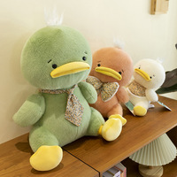Peluche Canard Mignon pour Enfants, Canard Brodé avec Bavoir, Oreiller de Sommeil Anti-Stress pour Anniversaire