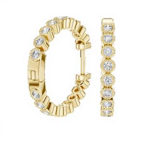 Boucles d'oreilles clous en or jaune 14 carats avec moissanite taille brillant, fermoir à vis, solitaire, certifiées IGI, bijoux de luxe, cadeau d'anniversaire - Product Image 1