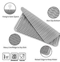 Tapis de séchage de vaisselle en silicone de style vague de 16 pouces mignon moderne grand tampon lavable durable conception personnalisée pour les hôtels en gros
