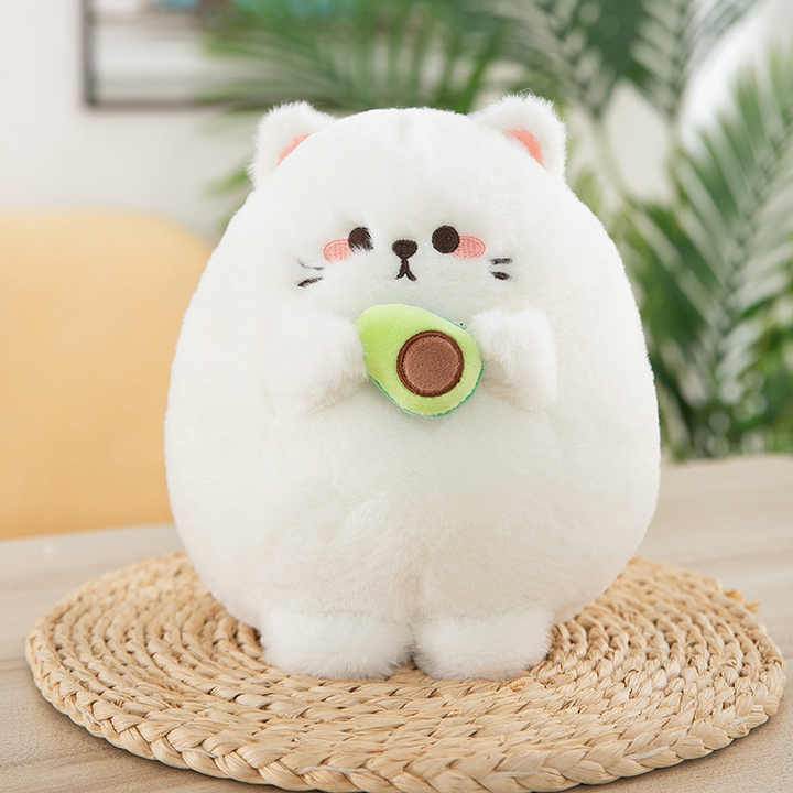 Vendendo bom serviço abacate gato pelúcia brinquedo tecido macio personalizado pelúcia animal gatinho brinquedos