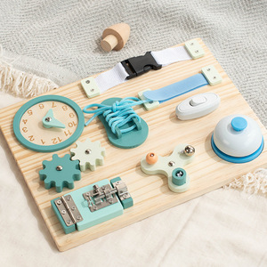 Nuevo Tablero de Actividades Montessori <span class=keywords><strong>para</strong></span> Niños Pequeños, Tablero Sensorial de Madera <span class=keywords><strong>para</strong></span> Habilidades Motoras Finas, Juguetes Educativos de Viaje EN71 - Product Image 4