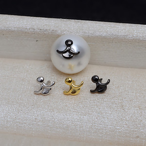 Accesorios DIY Hechos a Mano, Bandeja de Boca de Perro con Perlas Plateadas, Boca Barroca de Tres Pétalos 4121, Fornituras de Joyería, 10 Piezas Vacías Hechas a Mano - Product Image 1