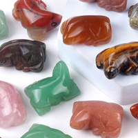 Vente en gros de sculptures d'animaux en pierres précieuses polies de 1 pouce, pierres de guérison en améthyste et quartz rose, tortue en cristal, décoration d'intérieur, cadeau