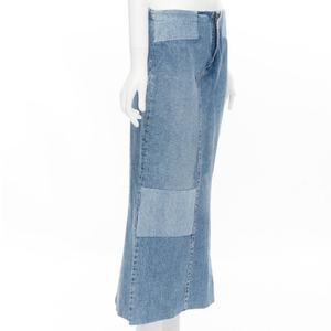 กระโปรงยีนส์ยาวสไตล์วินเทจ ตกแต่งแบบแพทช์เวิร์ค เอวต่ำ สำหรับผู้หญิง - Product Image 2