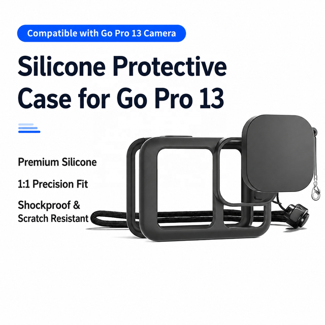 Silicone Case for GoPro Hero 13 Black, Protective Cover with Lens Cap, Battery Door Access, Shockproof Anti-Scratch