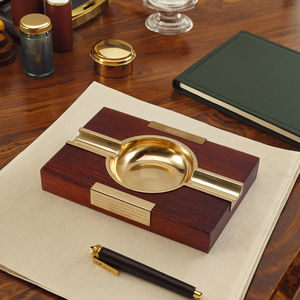 Cenicero JIFENG JF-3018, Accesorio para Cigarros, Clásico, Cuadrado, de Latón y Madera <span class=keywords><strong>Merbau</strong></span>, para Hogar, Oficina, Bar o Restaurante - Product Image 2