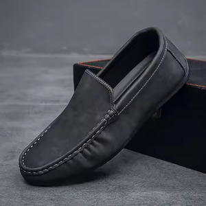 Chaussures habillées pour hommes en cuir PU <span class=keywords><strong>Lishi</strong></span> 2025, doublure en cuir véritable, respirantes, été, style classique, marron, à enfiler - Product Image 1