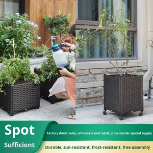 Pot de légumes carré moderne Boîte de plantation <span class=keywords><strong>en</strong></span> <span class=keywords><strong>plastique</strong></span> durable pour le jardinage urbain | Élégant et fonctionnel - Product Image 5